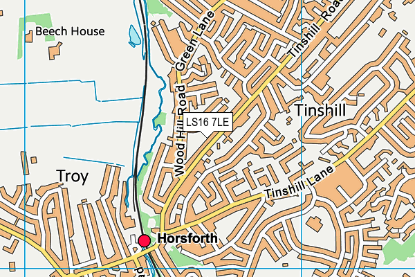 LS16 7LE map - OS VectorMap District (Ordnance Survey)