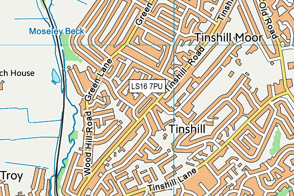 LS16 7PU map - OS VectorMap District (Ordnance Survey)