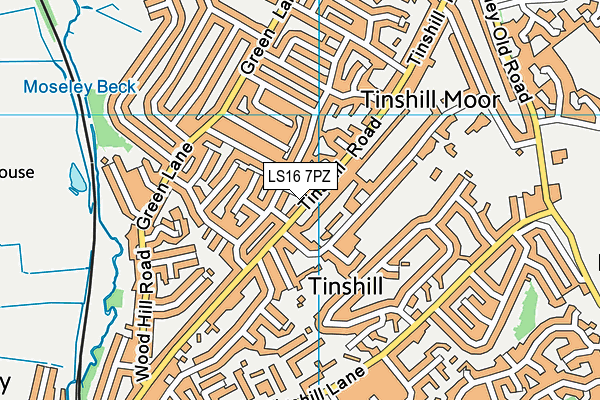 LS16 7PZ map - OS VectorMap District (Ordnance Survey)