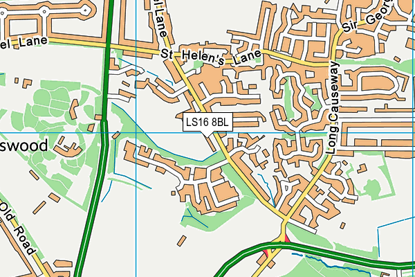 LS16 8BL map - OS VectorMap District (Ordnance Survey)