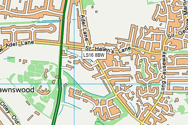 LS16 8BW map - OS VectorMap District (Ordnance Survey)