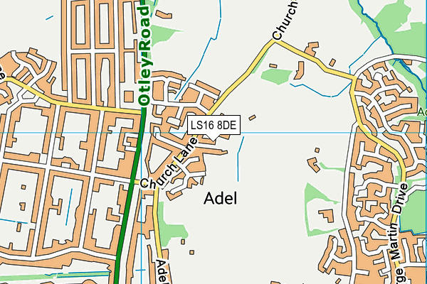 Adel Sports And Social Club map (LS16 8DE) - OS VectorMap District (Ordnance Survey)