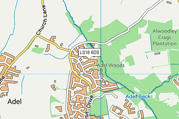 LS16 8DS map - OS VectorMap District (Ordnance Survey)