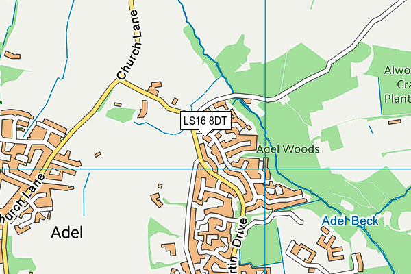 LS16 8DT map - OS VectorMap District (Ordnance Survey)