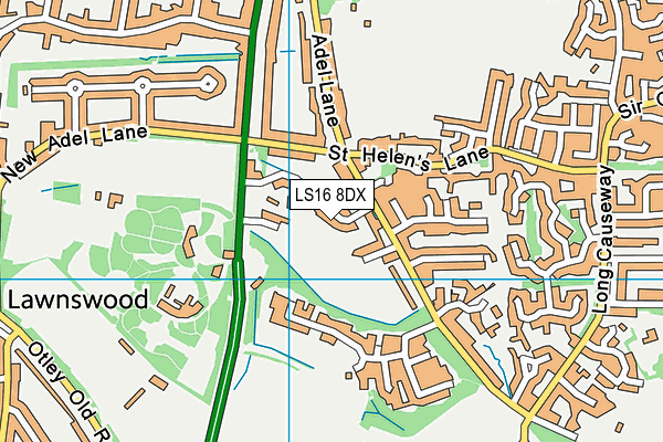 LS16 8DX map - OS VectorMap District (Ordnance Survey)