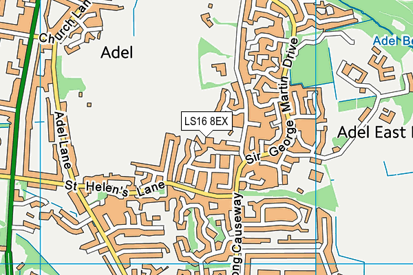 Adel St John The Baptist C Of E Primary School map (LS16 8EX) - OS VectorMap District (Ordnance Survey)