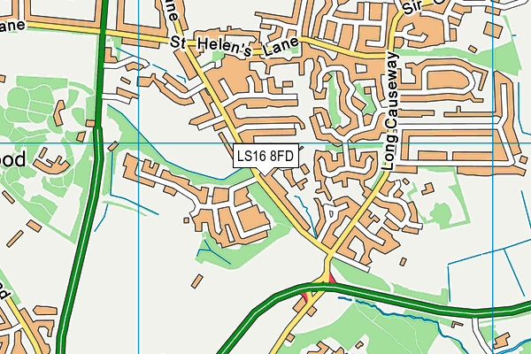 LS16 8FD map - OS VectorMap District (Ordnance Survey)