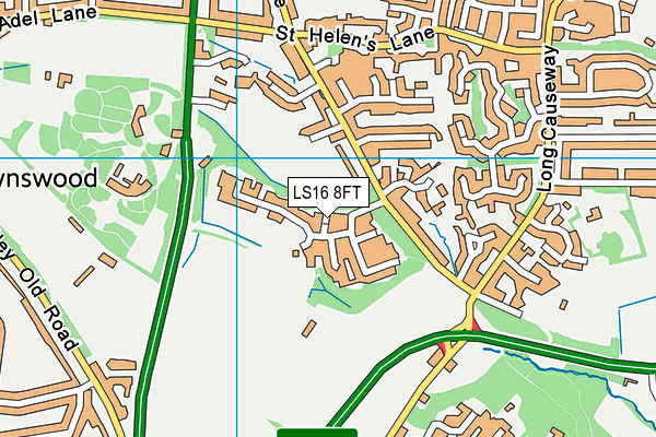 LS16 8FT map - OS VectorMap District (Ordnance Survey)