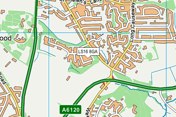 LS16 8GA map - OS VectorMap District (Ordnance Survey)