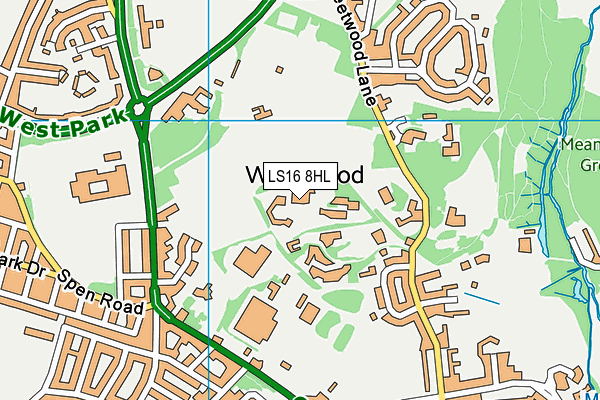 Oxley Hall  map (LS16 8HL) - OS VectorMap District (Ordnance Survey)