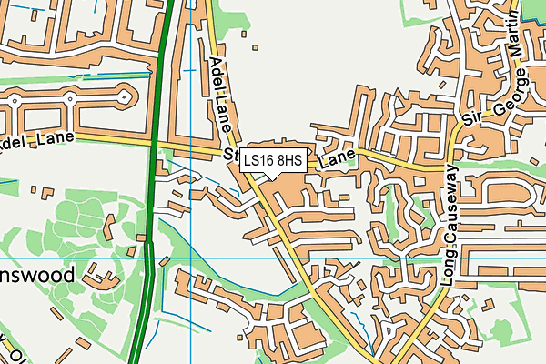 LS16 8HS map - OS VectorMap District (Ordnance Survey)