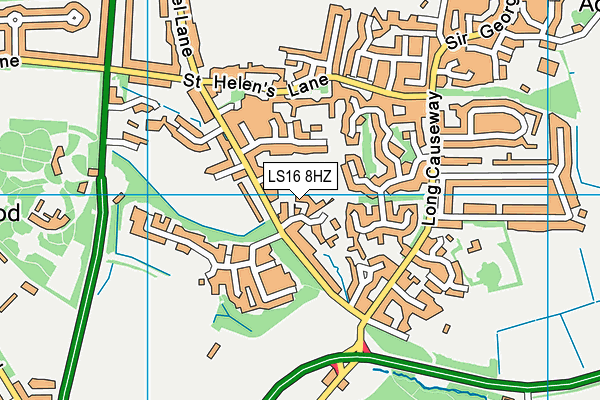 LS16 8HZ map - OS VectorMap District (Ordnance Survey)
