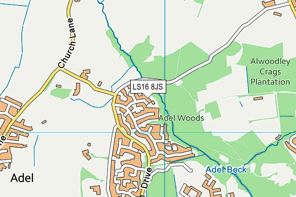 LS16 8JS map - OS VectorMap District (Ordnance Survey)