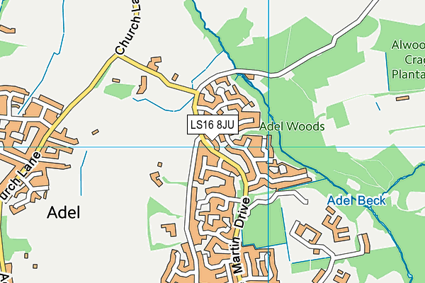 LS16 8JU map - OS VectorMap District (Ordnance Survey)