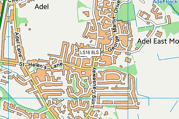 LS16 8LS map - OS VectorMap District (Ordnance Survey)