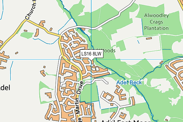 LS16 8LW map - OS VectorMap District (Ordnance Survey)