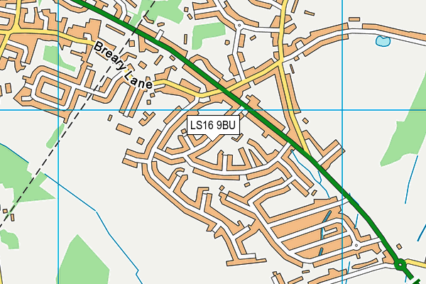 LS16 9BU map - OS VectorMap District (Ordnance Survey)