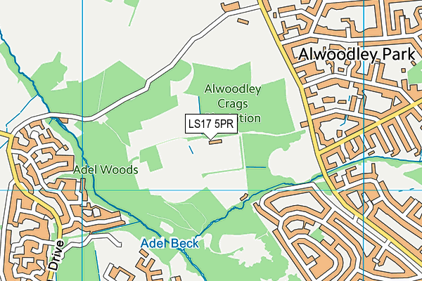 Alwoodley Cricket Club map (LS17 5PR) - OS VectorMap District (Ordnance Survey)