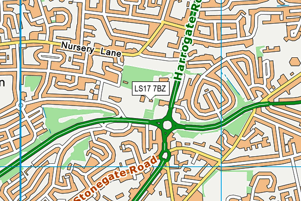 LS17 7BZ map - OS VectorMap District (Ordnance Survey)