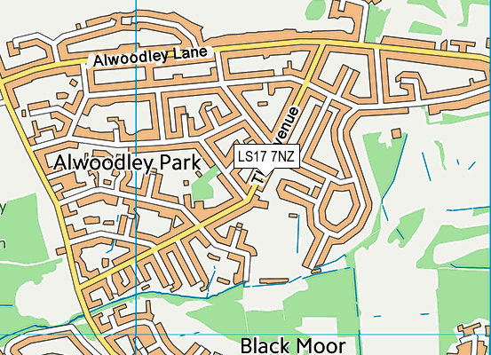 Alwoodley Community Hall map (LS17 7NZ) - OS VectorMap District (Ordnance Survey)