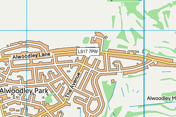 LS17 7PW map - OS VectorMap District (Ordnance Survey)