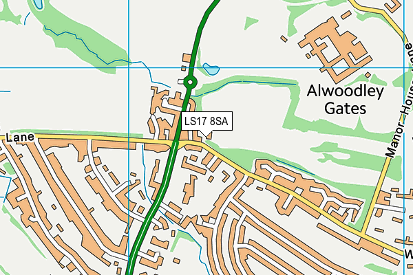 Alwoodley Golf Club map (LS17 8SA) - OS VectorMap District (Ordnance Survey)