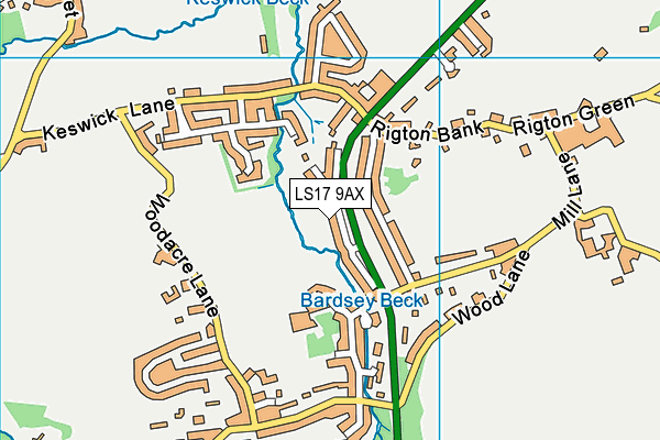 LS17 9AX map - OS VectorMap District (Ordnance Survey)
