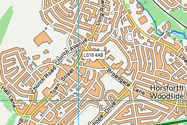 LS18 4AB map - OS VectorMap District (Ordnance Survey)