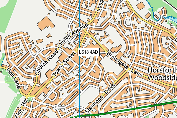 LS18 4AD map - OS VectorMap District (Ordnance Survey)