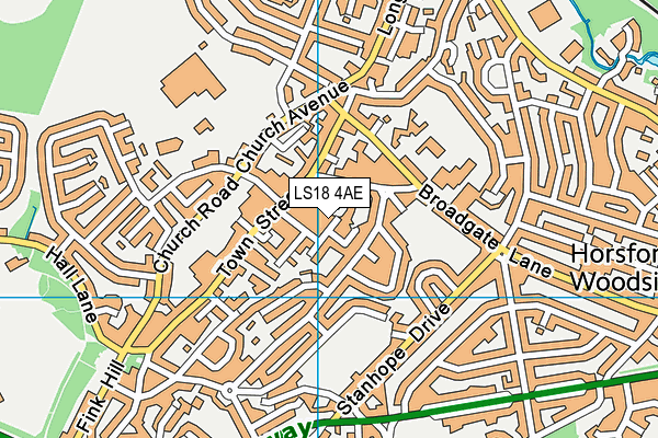 LS18 4AE map - OS VectorMap District (Ordnance Survey)