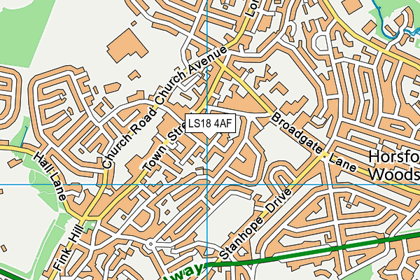 LS18 4AF map - OS VectorMap District (Ordnance Survey)