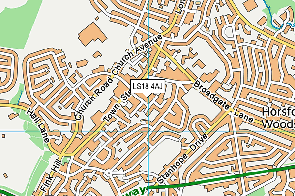 LS18 4AJ map - OS VectorMap District (Ordnance Survey)