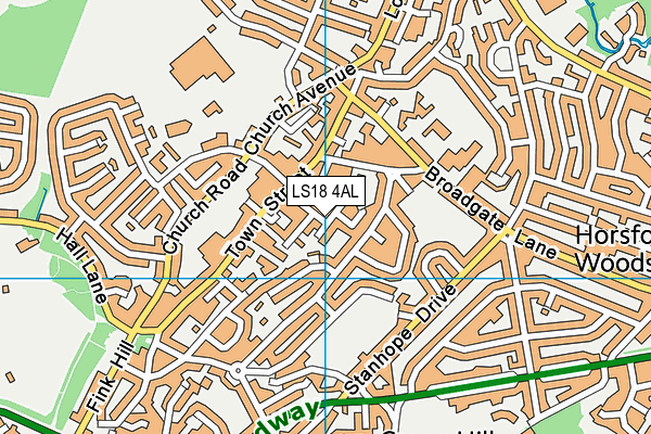 LS18 4AL map - OS VectorMap District (Ordnance Survey)