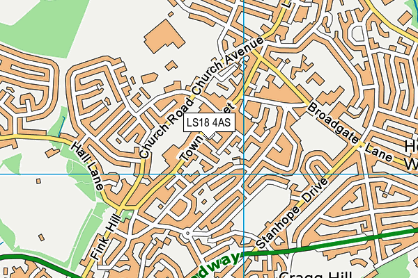 LS18 4AS map - OS VectorMap District (Ordnance Survey)