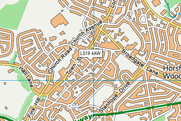 LS18 4AW map - OS VectorMap District (Ordnance Survey)