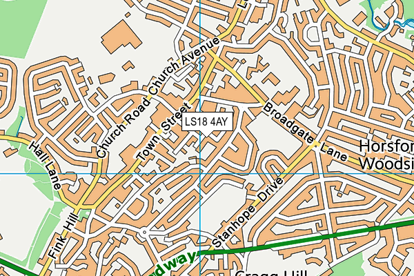 LS18 4AY map - OS VectorMap District (Ordnance Survey)