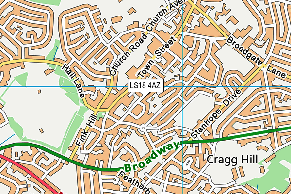 LS18 4AZ map - OS VectorMap District (Ordnance Survey)