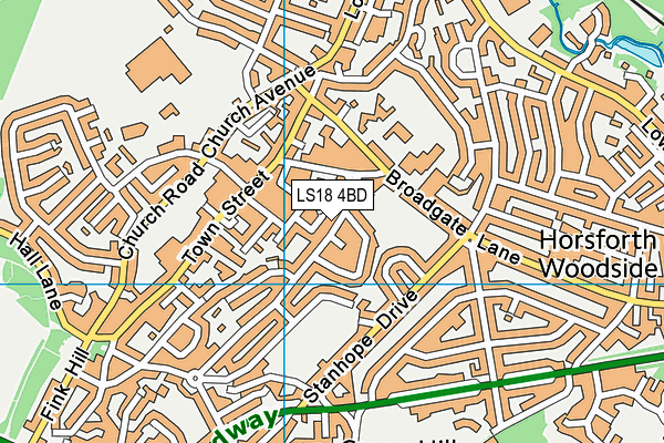 LS18 4BD map - OS VectorMap District (Ordnance Survey)