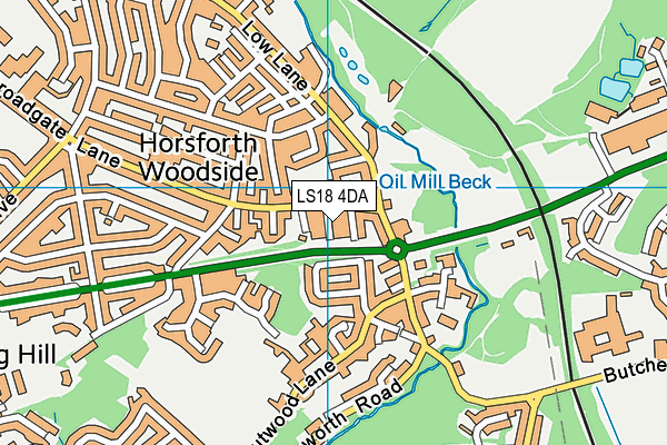 LS18 4DA map - OS VectorMap District (Ordnance Survey)