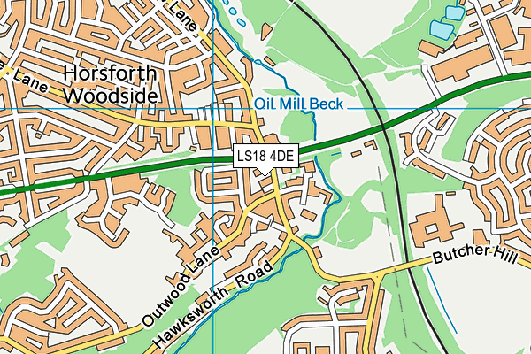LS18 4DE map - OS VectorMap District (Ordnance Survey)