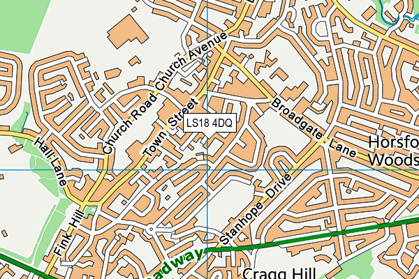 LS18 4DQ map - OS VectorMap District (Ordnance Survey)