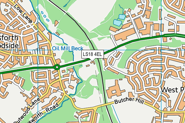 LS18 4EL map - OS VectorMap District (Ordnance Survey)