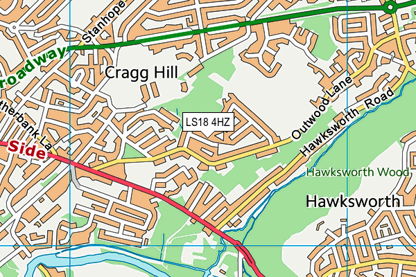 LS18 4HZ map - OS VectorMap District (Ordnance Survey)