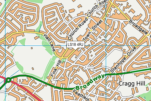 LS18 4RJ map - OS VectorMap District (Ordnance Survey)