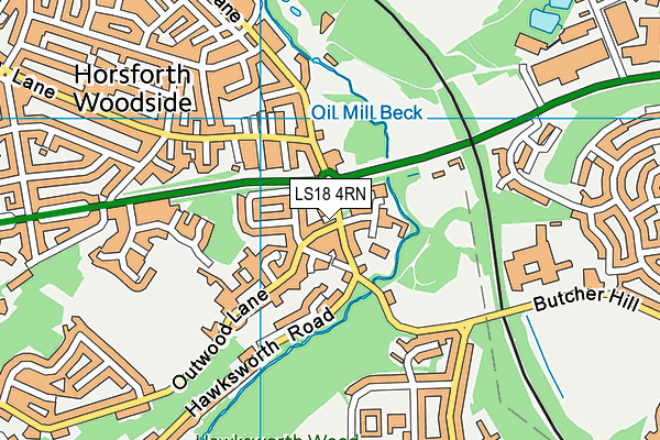 LS18 4RN map - OS VectorMap District (Ordnance Survey)