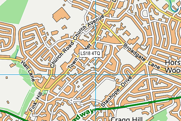 LS18 4TQ map - OS VectorMap District (Ordnance Survey)