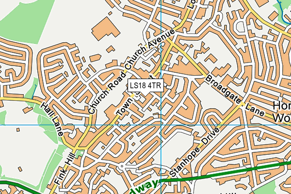 LS18 4TR map - OS VectorMap District (Ordnance Survey)
