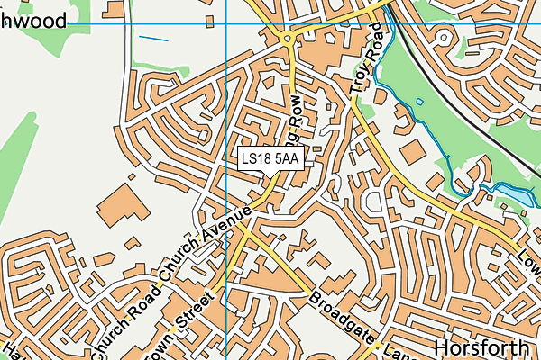 LS18 5AA map - OS VectorMap District (Ordnance Survey)