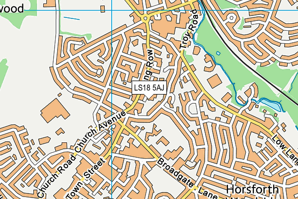 LS18 5AJ map - OS VectorMap District (Ordnance Survey)