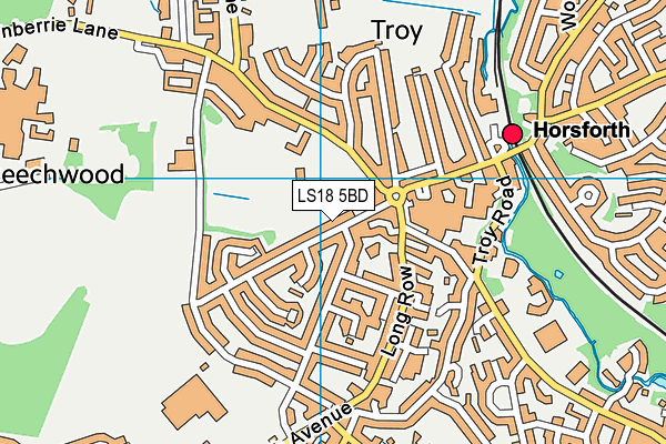 LS18 5BD map - OS VectorMap District (Ordnance Survey)